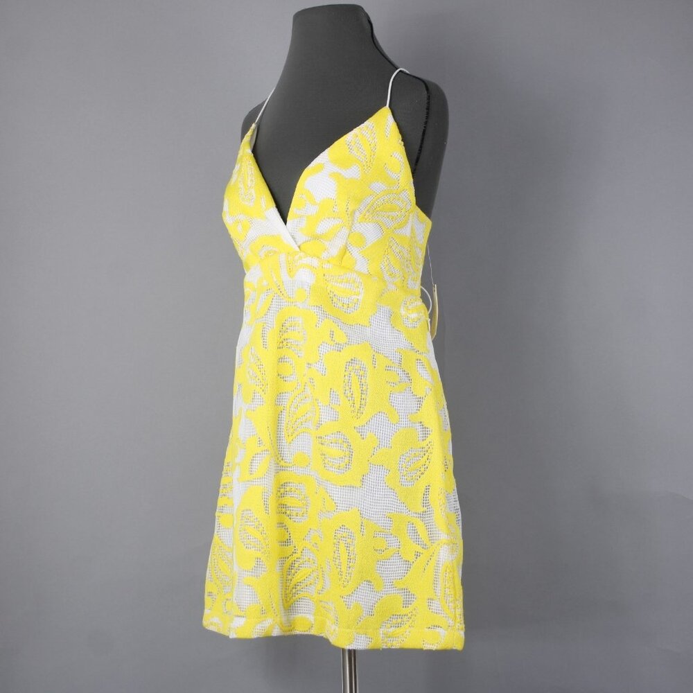 Maeve Dress $170 Sz 10 Yellow White Lined Embroidered V Neck Poly Viscose - Picture 4 of 16